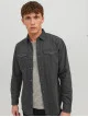 Чоловіча сіря джинсова сорочка з довгим рукавом Jack Jones Slim