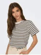 Жіноча коричнева футболка в смужку Regular Fit бренду Only